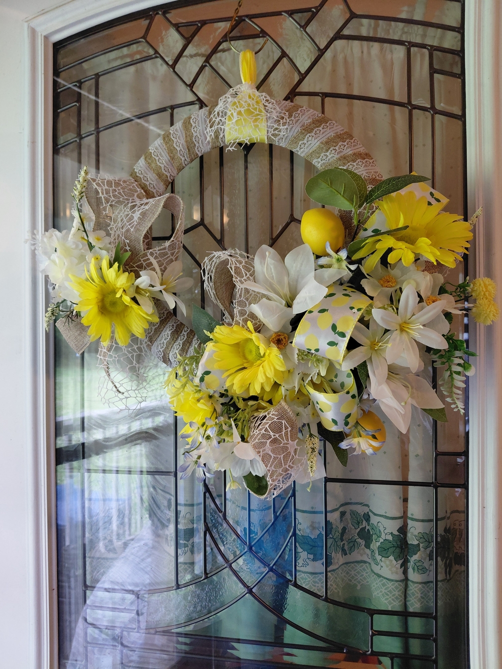 Yellow and White with Lemons Floral Spring/Summer Wreath - Picture 2 of 12